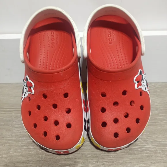 Crocs Disney Minnie Mouse Classic Clogs Child 10 Red And White - Picture 7 of 8